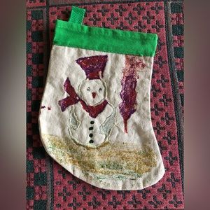 Handcrafted Primitive Christmas Stocking “Snowman”